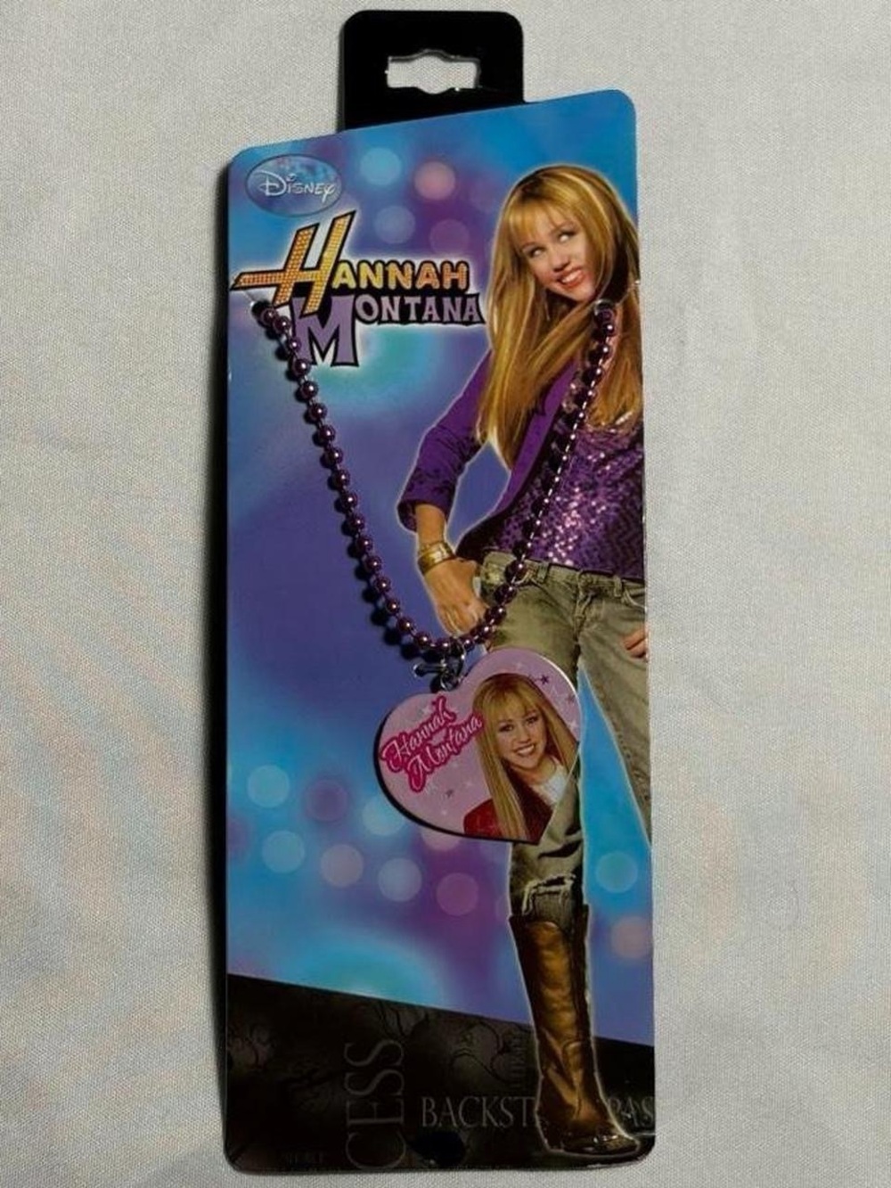 Disney Hannah Montana Purple Beaded Heart Pendant Necklace